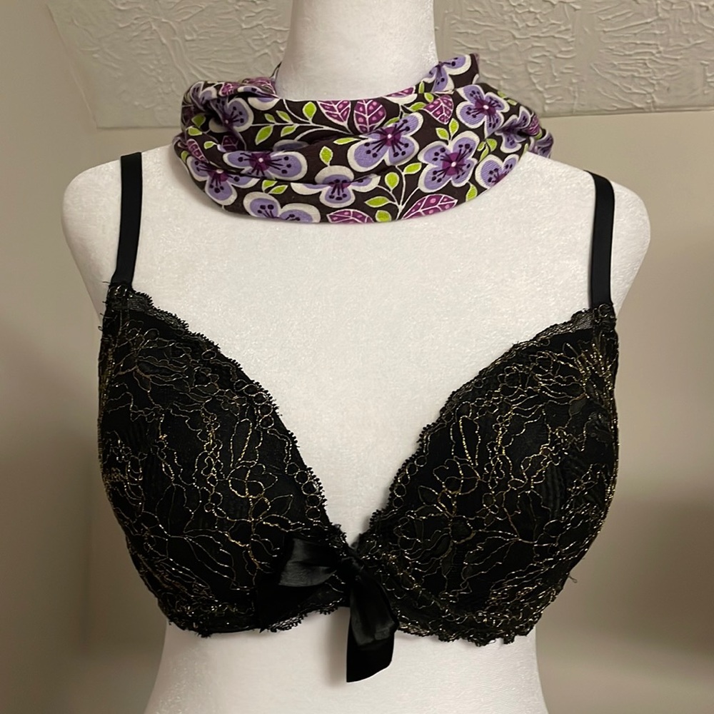 Aerie limited edition black gold lace bra